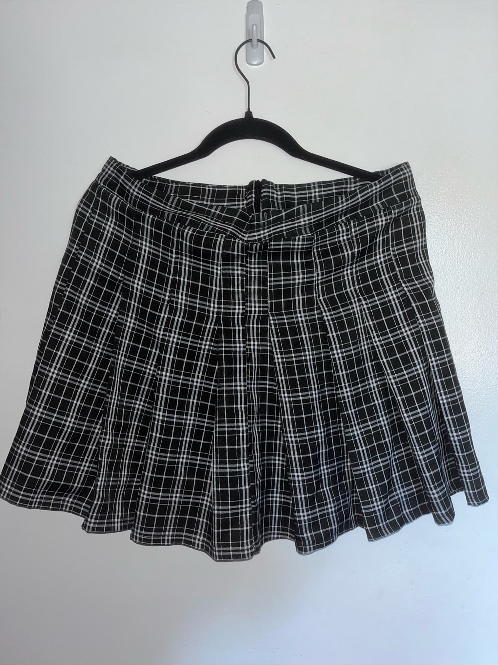 Black & White Plaid Pleated Skort